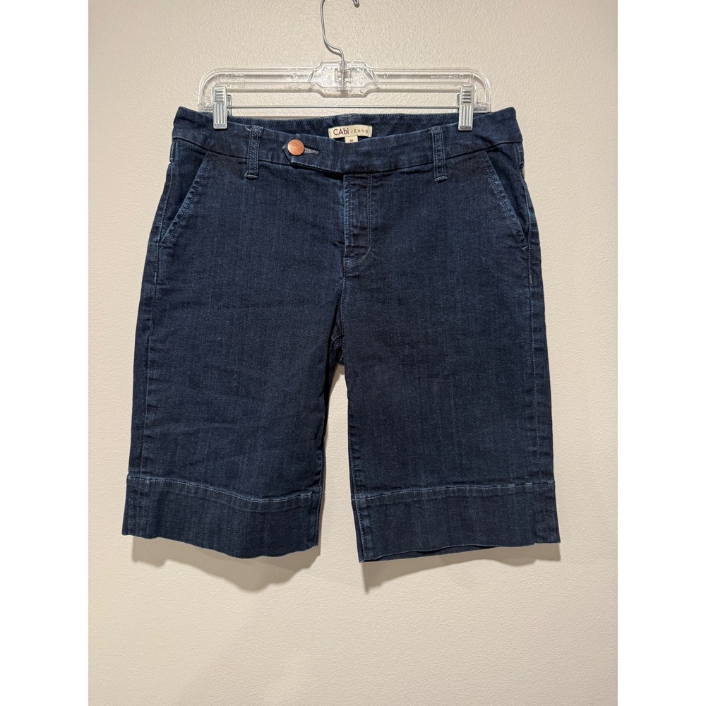 Cabi Jeans Women Dark Wash Denim Bermuda Shorts Size 10 Style 891 Indigo Blue